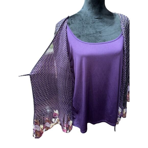 Vintage PIANO Women’s Blouse Front tie closure Bell sleeves Purple 2X Whimsygoth - Picture 5 of 11